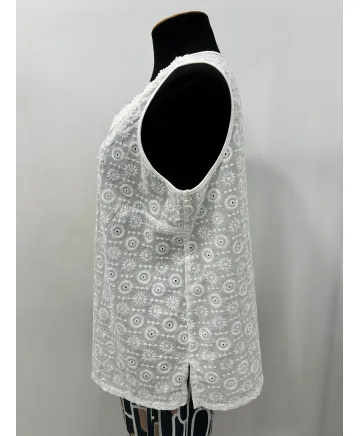 Top blanco Bordado - Ropa tallas grandes mujer moderna