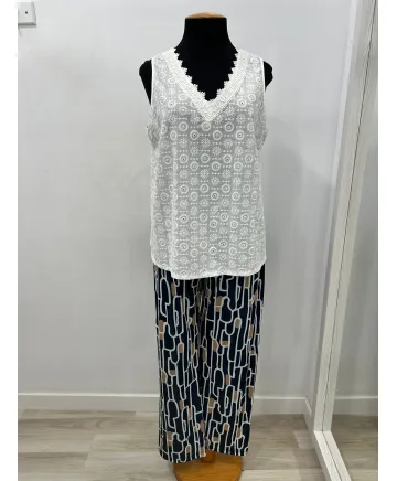 Top blanco Bordado - Ropa tallas grandes mujer moderna
