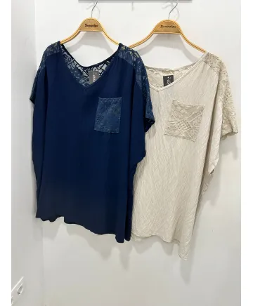 Camiseta encaje Lola - Ropa tallas grandes mujer moderna