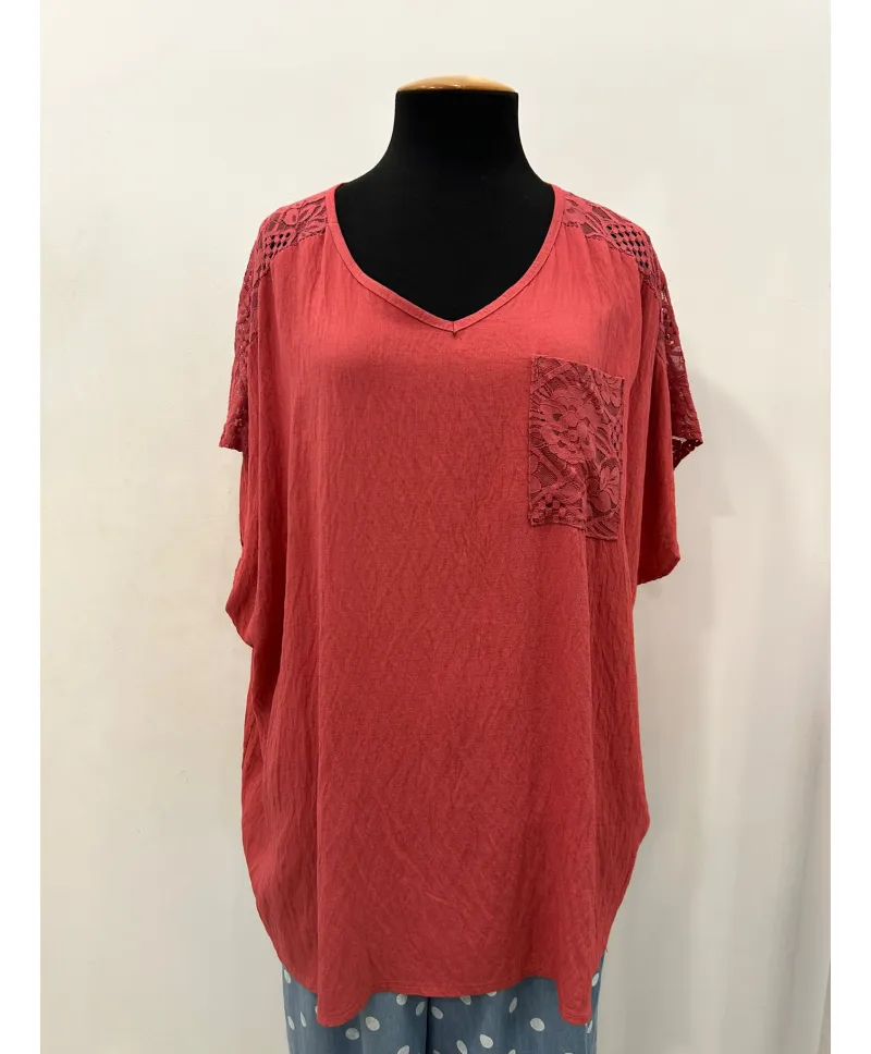Camiseta encaje Lola - Ropa tallas grandes mujer moderna