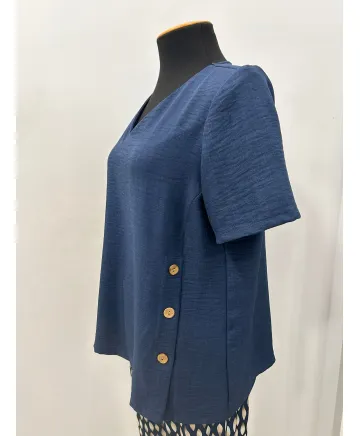 Blusa marino Botones - Ropa tallas grandes mujer moderna
