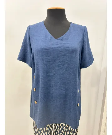 Blusa marino Botones - Ropa tallas grandes mujer moderna