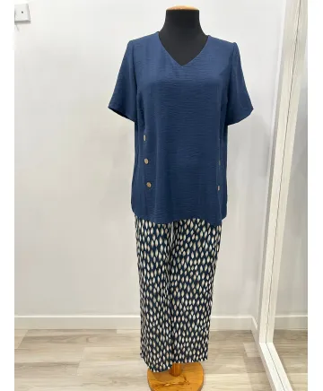 Blusa marino Botones - Ropa tallas grandes mujer moderna