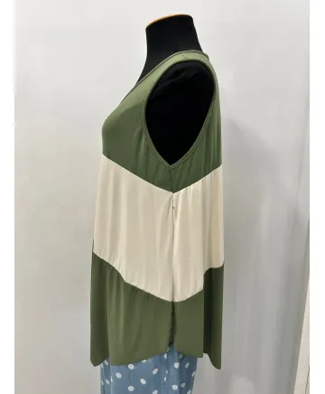 Top Combinado Franja - Ropa tallas grandes mujer moderna