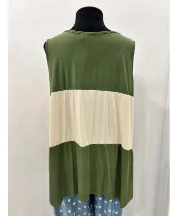 Top Combinado Franja - Ropa tallas grandes mujer moderna