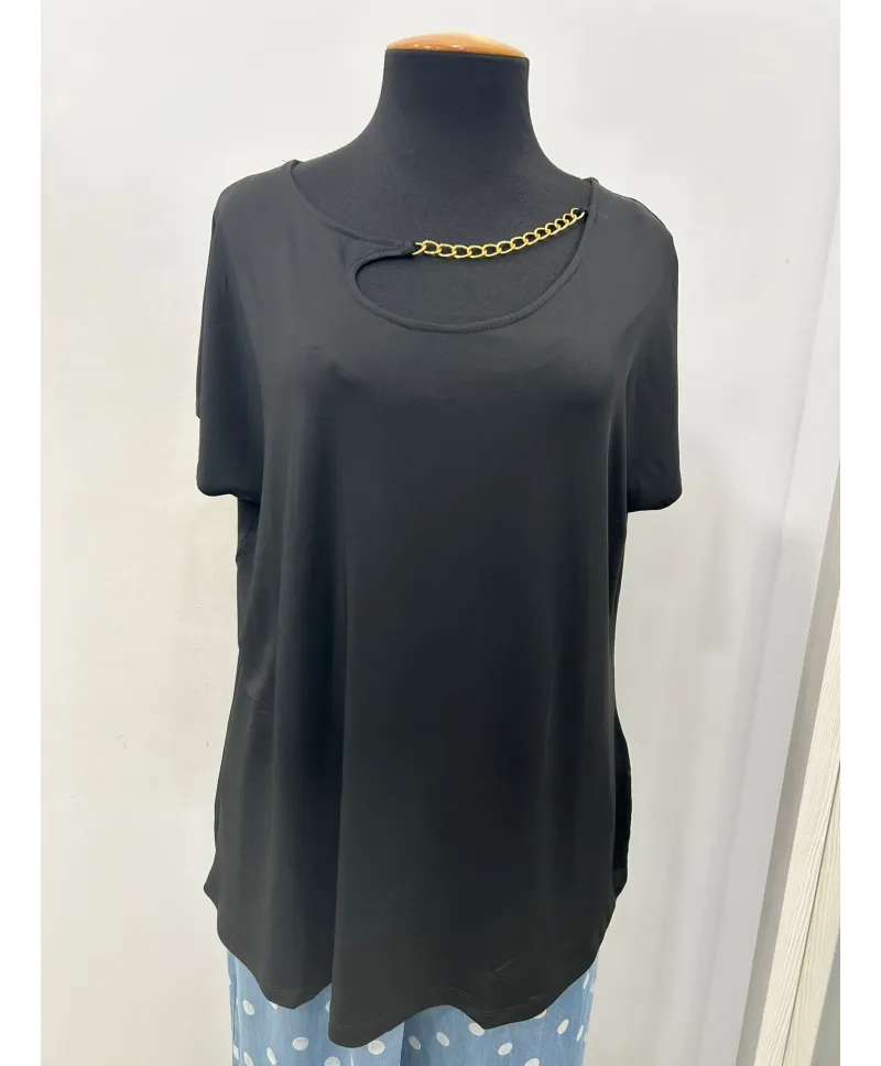 Camiseta negra Cadena - Camisetas y Tops Tallas Grandes