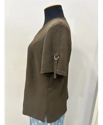 Blusa marron Hebilla - Blusas Tallas Grandes