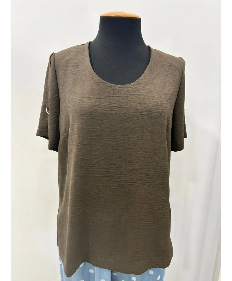 Blusa marron Hebilla - Blusas Tallas Grandes