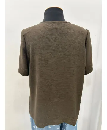 Blusa marron Hebilla - Blusas Tallas Grandes
