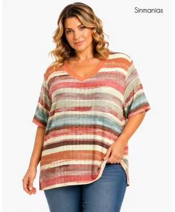 Camiseta trazos Solei - Camisetas y Tops Tallas Grandes