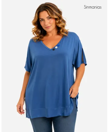 Camiseta azul Open - Camisetas y Tops Tallas Grandes