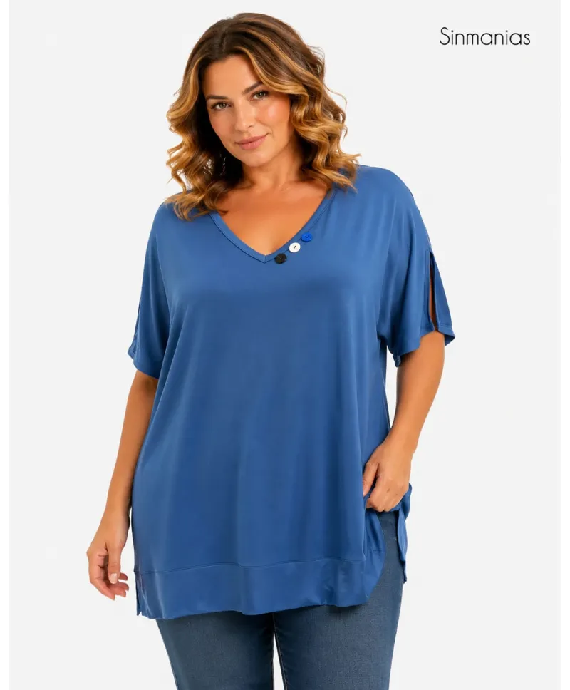 Camiseta azul Open - Camisetas y Tops Tallas Grandes