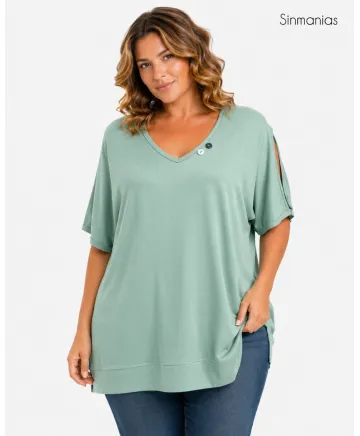 Camiseta verde Open - Camisetas y Tops Tallas Grandes