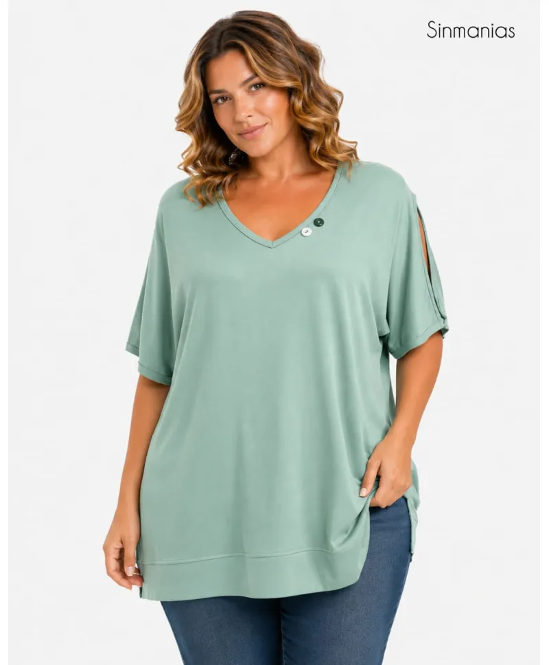 Camiseta verde Open - Camisetas y Tops Tallas Grandes