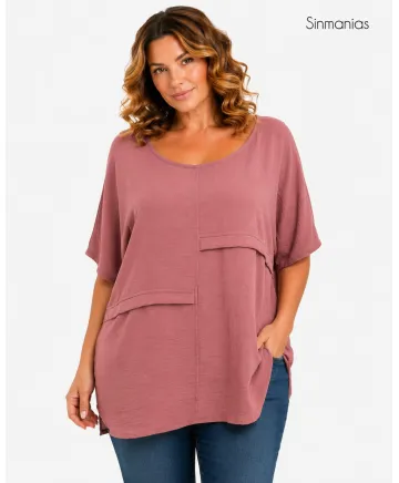 Blusa rosa Esther - Blusas Tallas Grandes