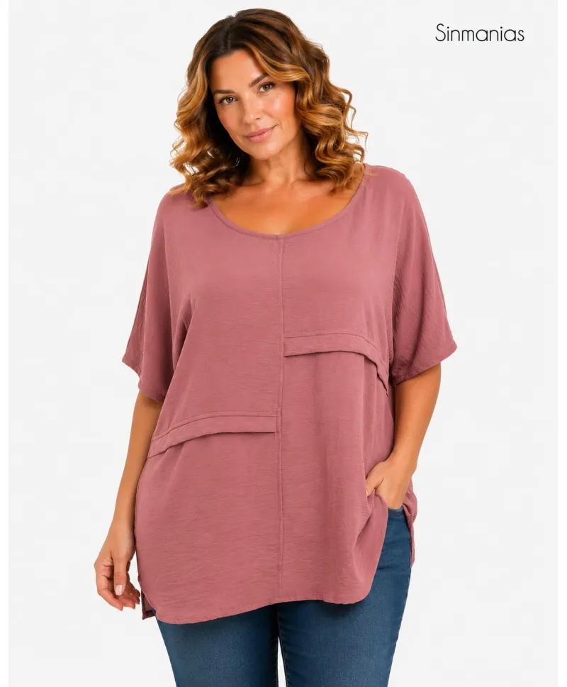 Blusa rosa Esther - Blusas Tallas Grandes