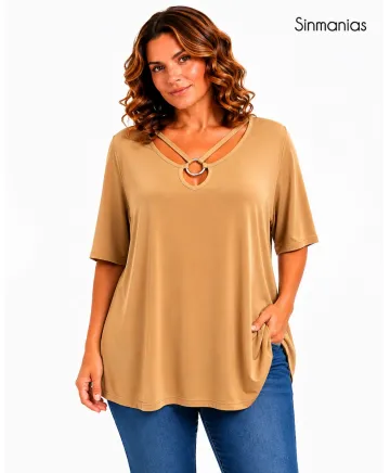 Camiseta camel  Joya - Camisetas y Tops Tallas Grandes