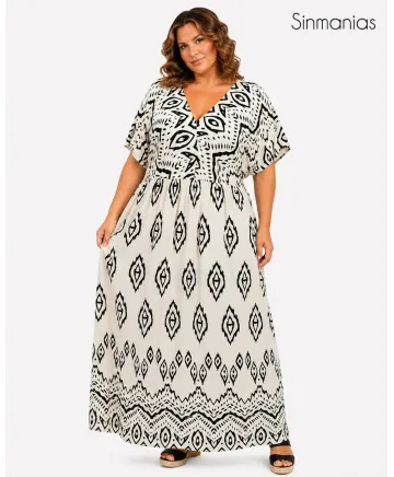 Vestido Beige Pancho - Vestidos Tallas Grandes