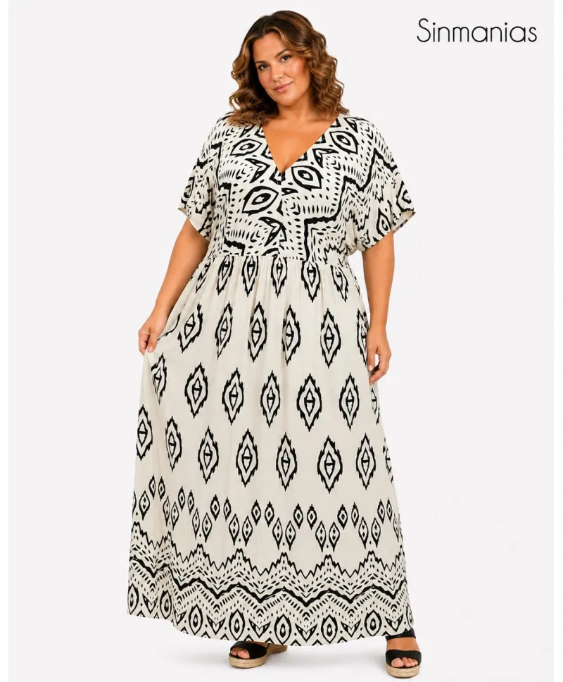 Vestido Beige Pancho - Vestidos Tallas Grandes