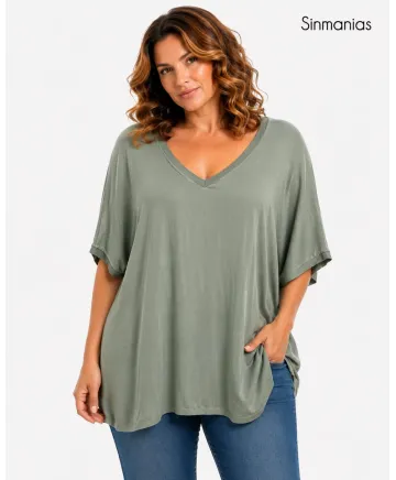 Camiseta raso Luna - Camisetas y Tops Tallas Grandes