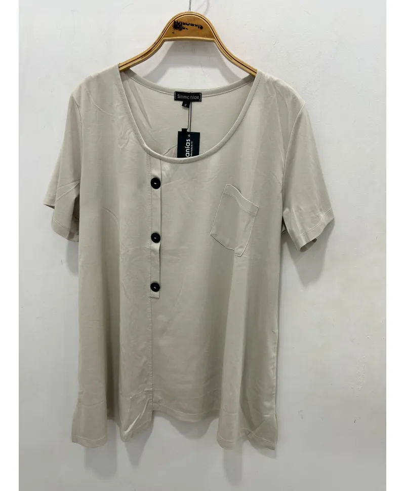 Camiseta beige Marimar - Camisetas y Tops Tallas Grandes