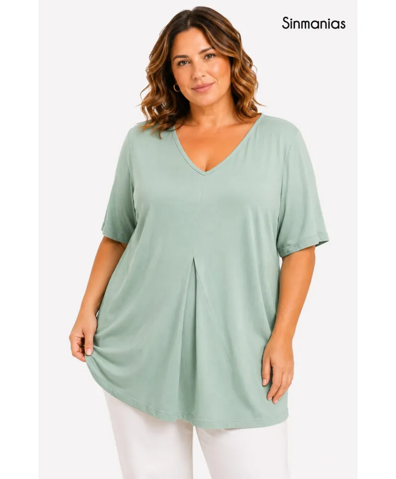 Camiseta verde Costur - Camisetas y Tops Tallas Grandes