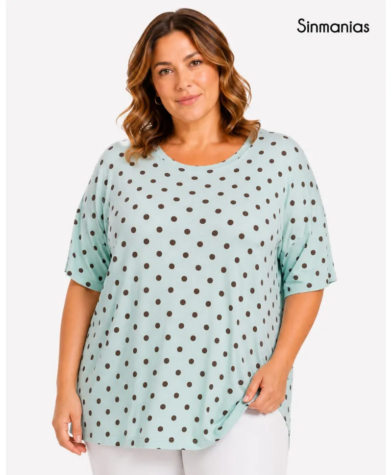 Camiseta puntitos Amada - Camisetas y Tops Tallas Grandes