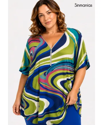 Camiseta cremallera Laos - Camisetas y Tops Tallas Grandes