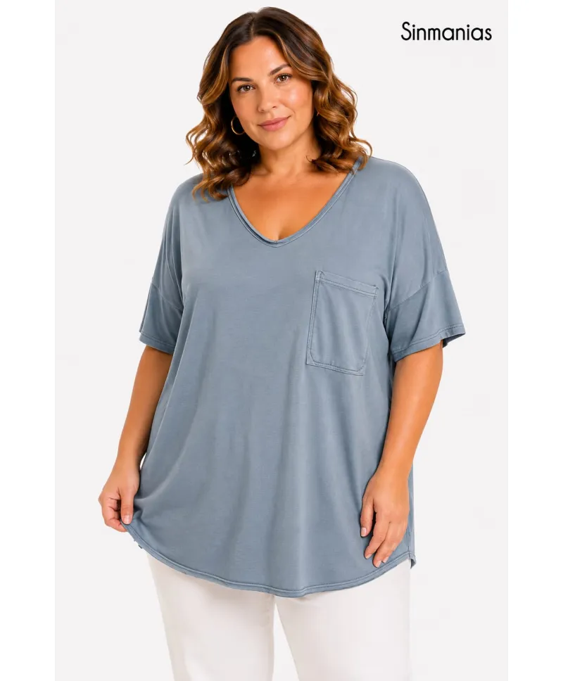 Camiseta bolsillo Palmera - Camisetas y Tops Tallas Grandes