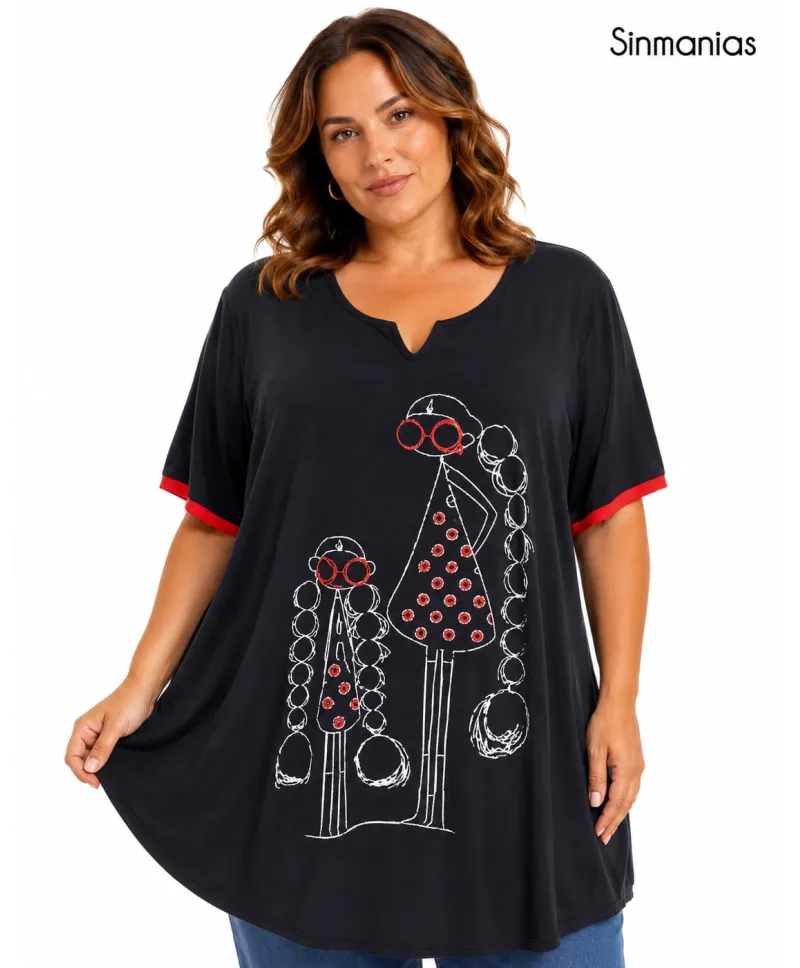 Camiseta larga Casilda - Camisetas y Tops Tallas Grandes