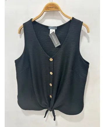 Top negro Botones - Camisetas y Tops Tallas Grandes