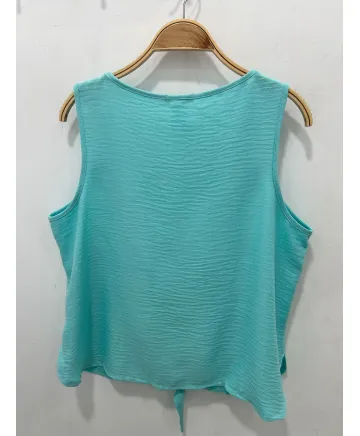 Top aguamarina Botones - Ropa tallas grandes mujer moderna
