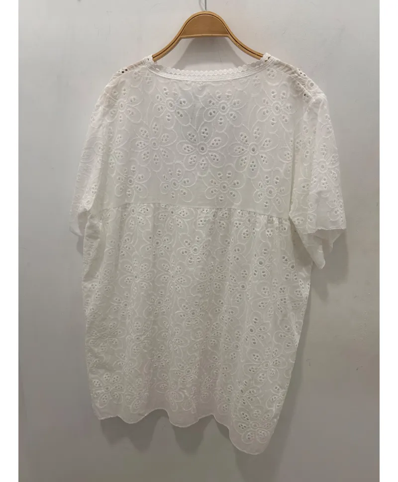Blusón blanco Eli - Ropa tallas grandes mujer moderna