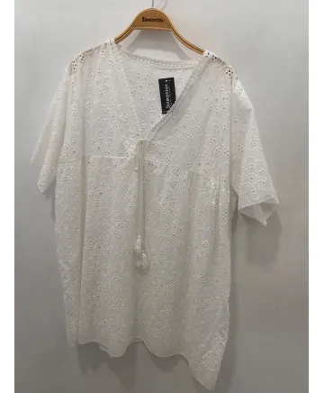 Blusón blanco Eli - Ropa tallas grandes mujer moderna