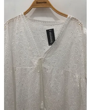 Blusón blanco Eli - Ropa tallas grandes mujer moderna