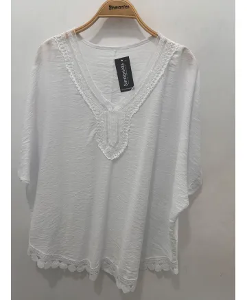 Blusa blanca Arabia - Ropa tallas grandes mujer moderna