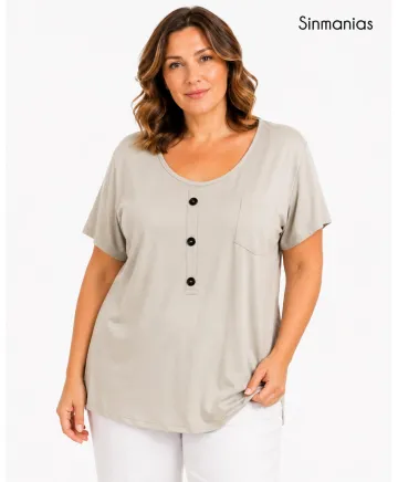 Camiseta beige Marimar - Camisetas y Tops Tallas Grandes