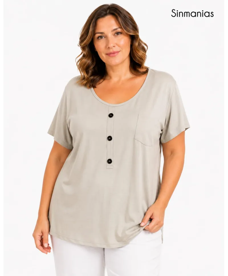Camiseta beige Marimar - Camisetas y Tops Tallas Grandes