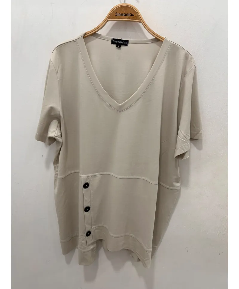 Camiseta beige Cala - Camisetas y Tops Tallas Grandes