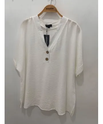 Blusa blanca Neptuno - Blusas Tallas Grandes