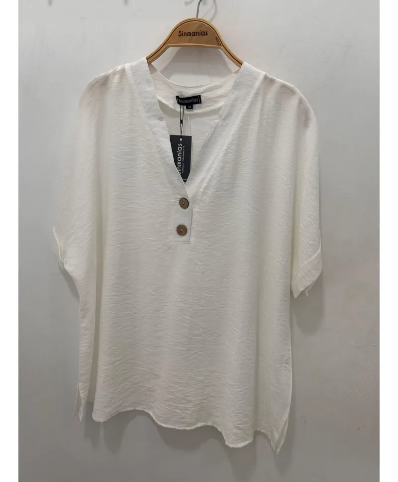 Blusa blanca Neptuno - Blusas Tallas Grandes