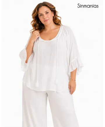 Blusa cordon Menorca - Blusas Tallas Grandes
