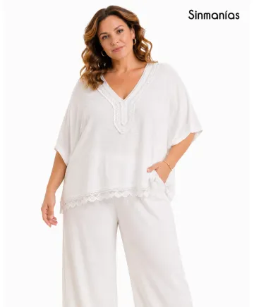 Blusa blanca Arabia - Blusas Tallas Grandes