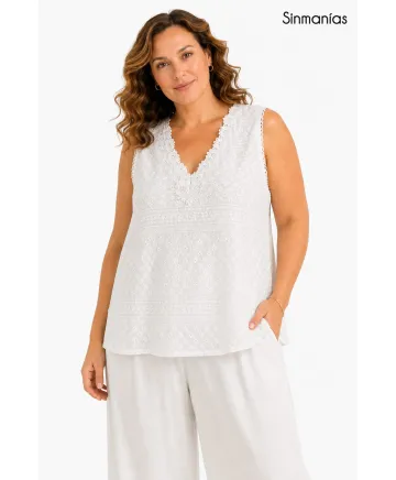 Top blanco Bordado - Tops