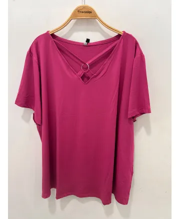 Camiseta fucsia Anilla - Camisetas y Tops Tallas Grandes