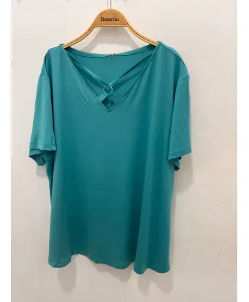 Camiseta verde Anilla - Ropa tallas grandes mujer moderna