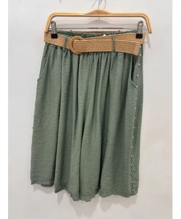 Bermuda lisa Tachuelas - Ropa tallas grandes mujer moderna