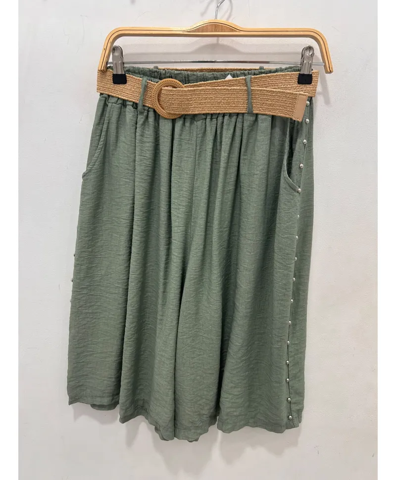 Bermuda lisa Tachuelas - Ropa tallas grandes mujer moderna