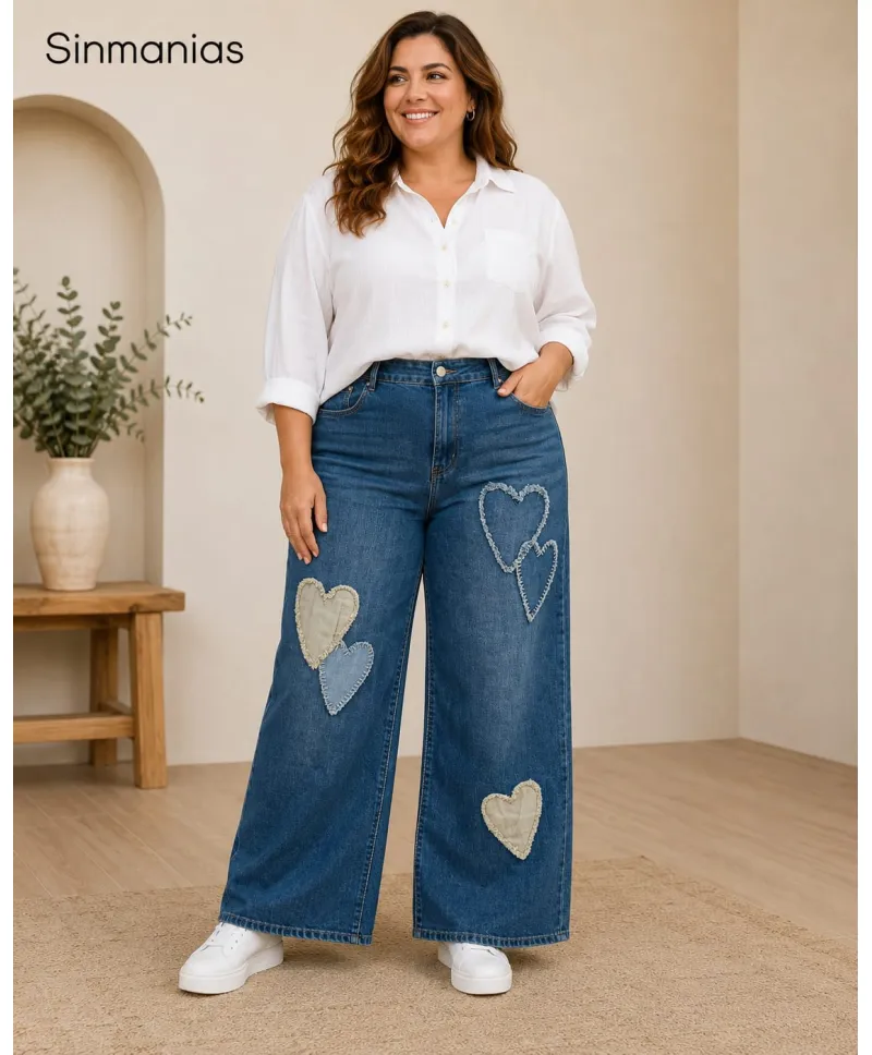 Pantalón Wide leg Love - Ropa tallas grandes mujer moderna