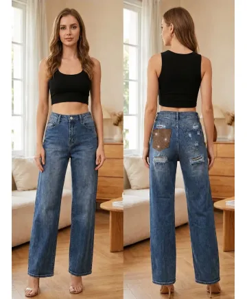 Pantalón Wide leg Rotos - Pantalones Tallas Grandes